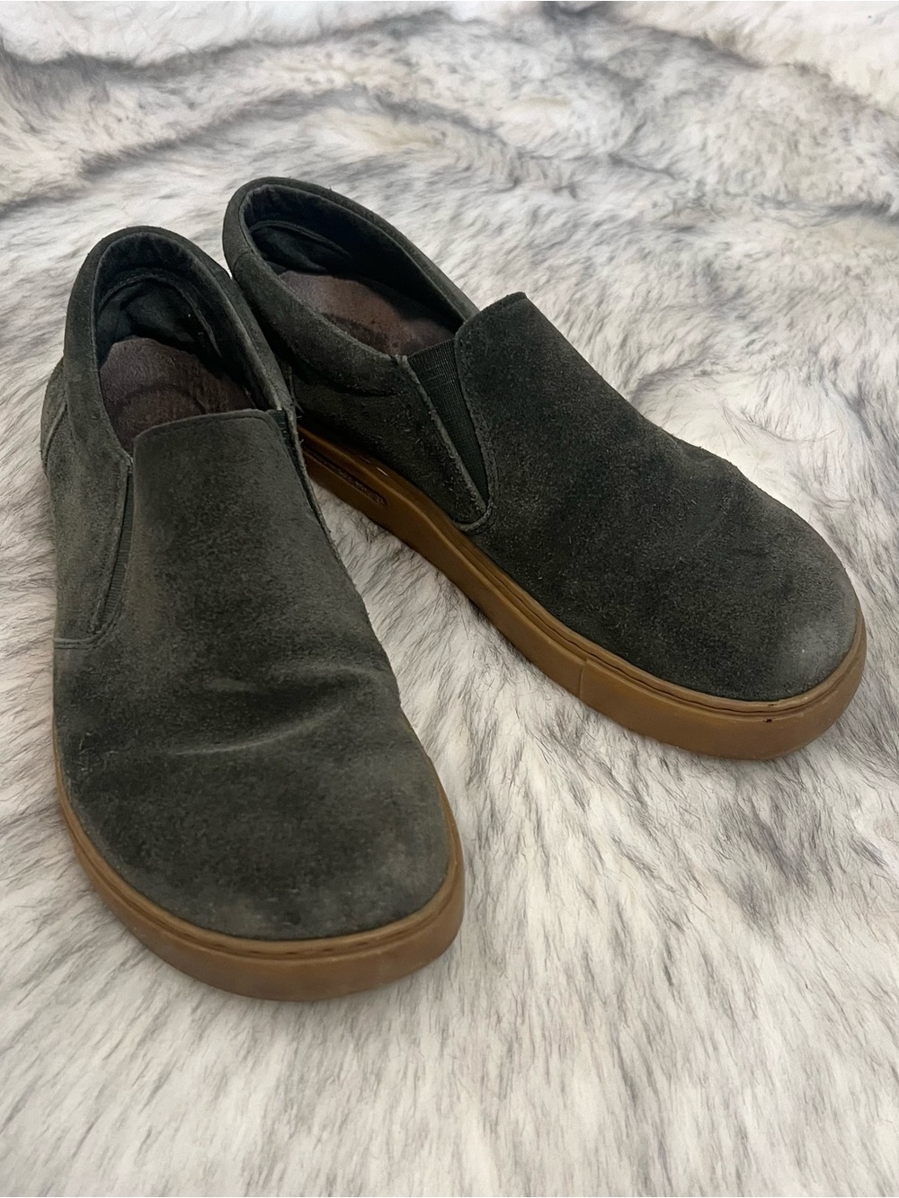 Birkenstock Oswego green leather suede slip on shoes comfort walking ease travel